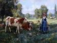 unknow artist Cow and Woman China oil painting art